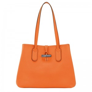 Orange Longchamp Le Roseau Essential M - Leather Women Shoulder bags | 538402QJO