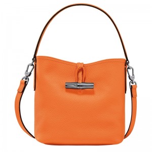 Orange Longchamp Le Roseau Essential XS Bucket bag - Leather Women Crossbody bags | 260489PUJ