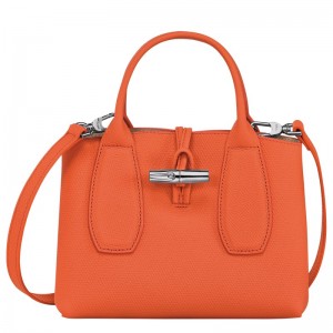 Orange Longchamp Le Roseau S - Leather Women Handbags | 683917KBG