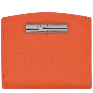 Orange Longchamp Le Roseau - Leather Women Wallets | 659830SIY