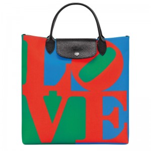 Red/Navy Longchamp x Robert Indiana L - Canvas Women Handbags | 451807OTY