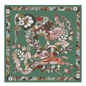 Sage Longchamp Forêt Silk scarf 50 Women Silk Scarves | 519826OIG