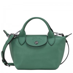 Sage Longchamp Le Pliage Xtra XS - Leather Women Handbags | 692081PZB