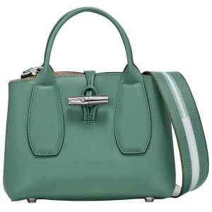 Sage Longchamp Le Roseau S - Leather Women Handbags | 436057WGB