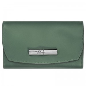 Sage Longchamp Le Roseau - Leather Women Wallets | 314987LQX