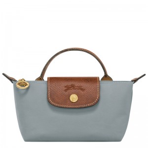 Steel Longchamp Le Pliage Original Pouch with handle - Recycled canvas Women Pouches & Cases | 619452FXE