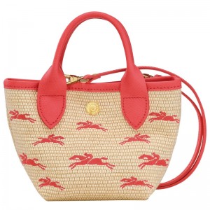 Strawberry Longchamp Le Panier Pliage XS Basket - Canvas Women Handbags | 569374HMQ