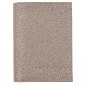 Turtledove Longchamp Le Foulonné Card holder - Leather Women Cardholders & Coin purses | 721835WKA