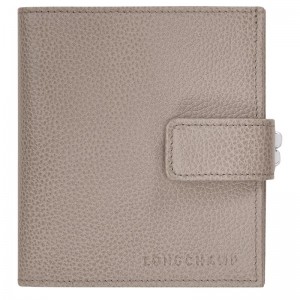 Turtledove Longchamp Le Foulonné Compact - Leather Women Wallets | 170836ZSH