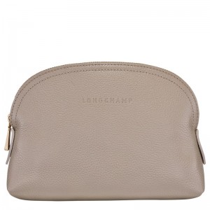 Turtledove Longchamp Le Foulonné Pouch - Leather Women Pouches & Cases | 137650HML