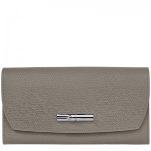 Turtledove Longchamp Le Roseau Continental - Leather Women Wallets | 183967QMR