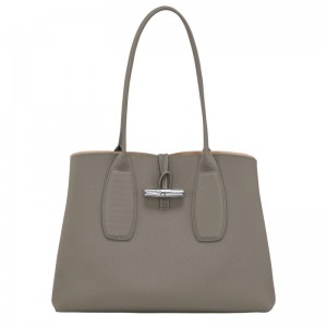 Turtledove Longchamp Le Roseau L - Leather Women Shoulder bags | 704683AKP