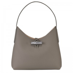 Turtledove Longchamp Le Roseau M Hobo - Leather Women Shoulder bags | 039486HET