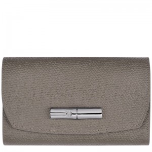 Turtledove Longchamp Le Roseau - Leather Women Wallets | 596102XHU