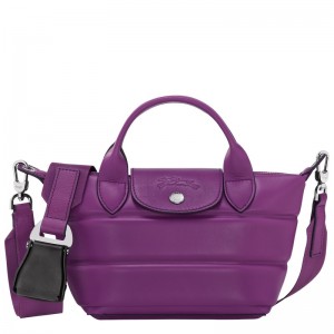 Violet Longchamp Le Pliage Xtra XS - Leather Women Handbags | 694752BLZ