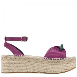 Violet Longchamp Le Roseau Wedge espadrilles - Leather Women Sandals | 317950OBU