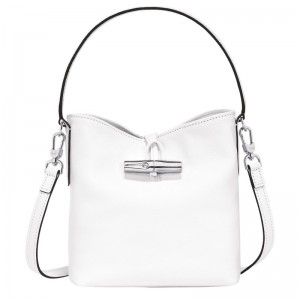 White Longchamp Le Roseau XS Bucket bag - Leather Women Crossbody bags | 736094HWX