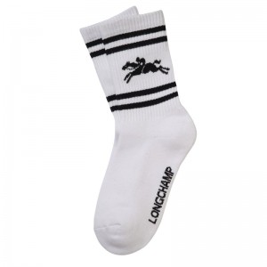 White Longchamp Socks - Knit Women Socks | 697025CES