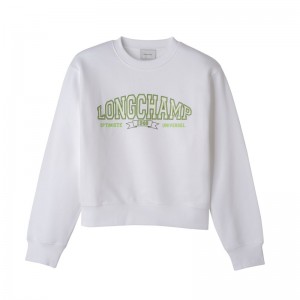 White Longchamp Sweatshirt - Jersey Women Tops & Blouses | 290683VRB