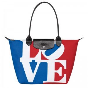 White Longchamp x Robert Indiana M - Canvas Women Shoulder bags | 698415FGY