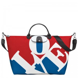 White Longchamp x Robert Indiana - Canvas Men Travel bags | 697012ZCE