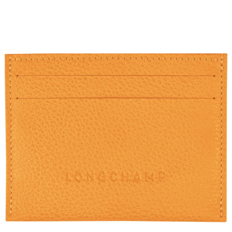 Apricot Longchamp Le Foulonné Cardholder - Leather Women Cardholders & Coin purses | 319674IYJ