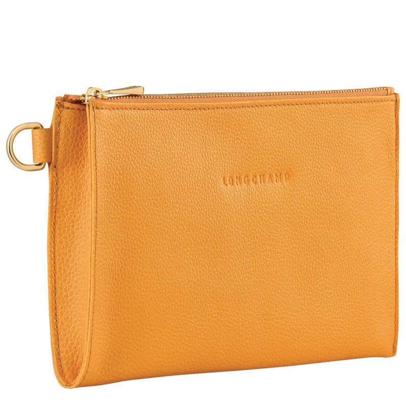 Apricot Longchamp Le Foulonné Pouch - Leather Women Pouches & Cases | 275948ROF