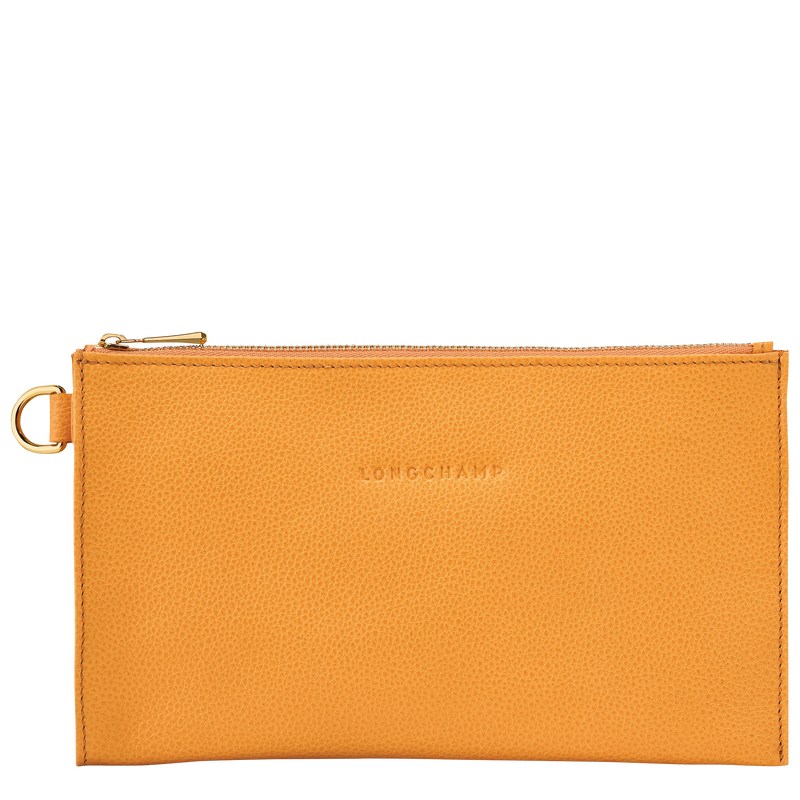 Apricot Longchamp Le Foulonné Pouch - Leather Women Pouches & Cases | 275948ROF