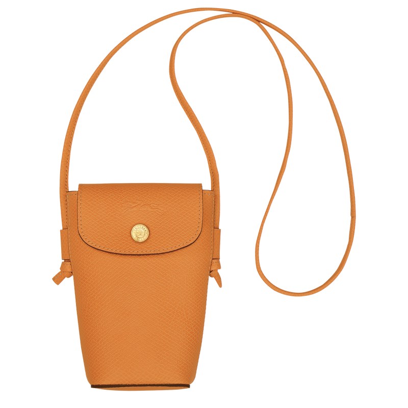 Apricot Longchamp Épure Phone case with leather lace - Leather Women Pouches & Cases | 916374KHV