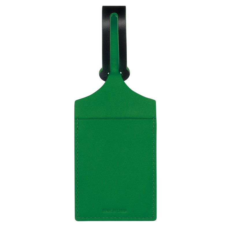 Black/Green Longchamp LGP Travel Luggage tag - Leather Men Travel accessories | 075843IBY