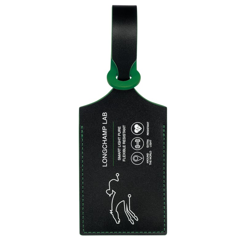 Black/Green Longchamp LGP Travel Luggage tag - Leather Men Travel accessories | 075843IBY