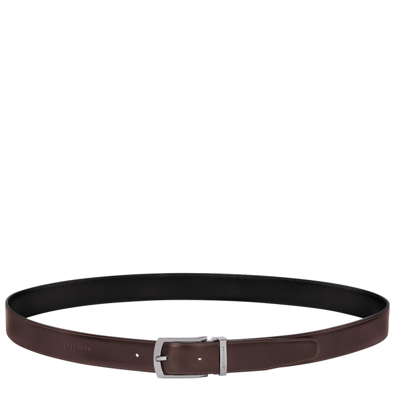 Black/Mocha Longchamp Delta Box - Leather Men Belts | 462387RKJ