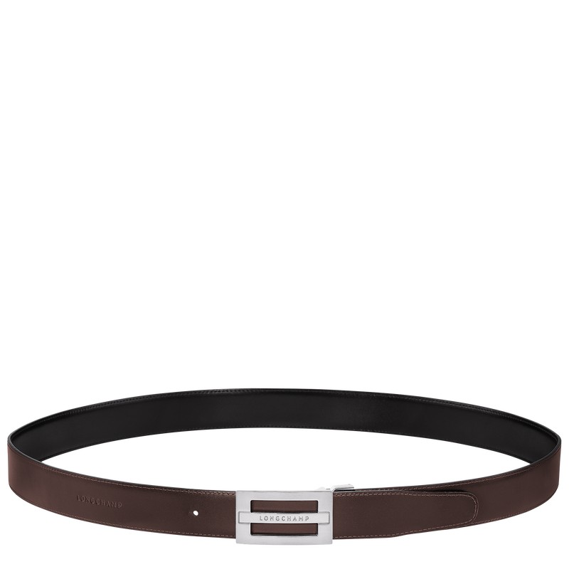 Black/Mocha Longchamp Delta Box - Leather Men Belts | 879305MHS