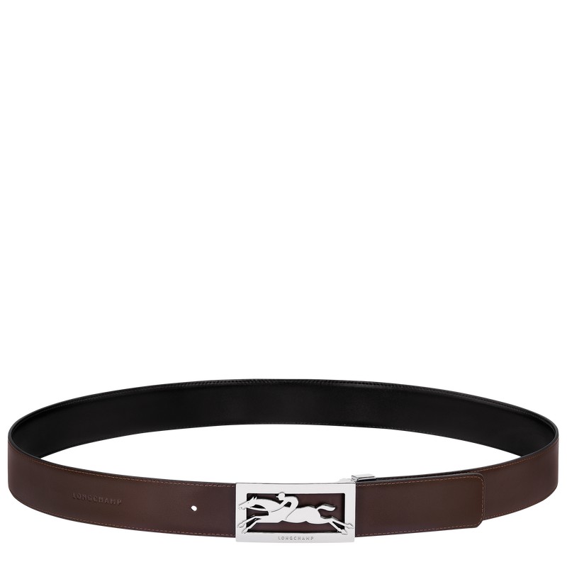 Black/Mocha Longchamp Delta Box - Leather Men Belts | 439061TLV