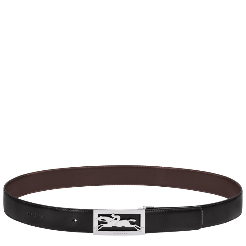 Black/Mocha Longchamp Delta Box - Leather Men Belts | 439061TLV