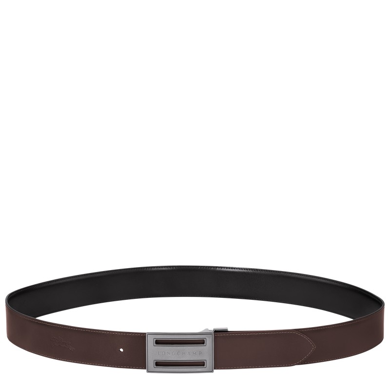 Black/Mocha Longchamp Delta Box - Leather Men Belts | 714905CIP