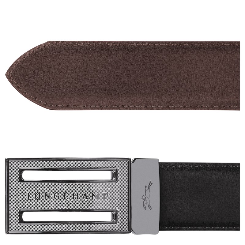 Black/Mocha Longchamp Delta Box - Leather Men Belts | 714905CIP