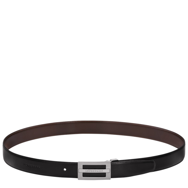 Black/Mocha Longchamp Delta Box set - Leather Men Belts | 385497OTD