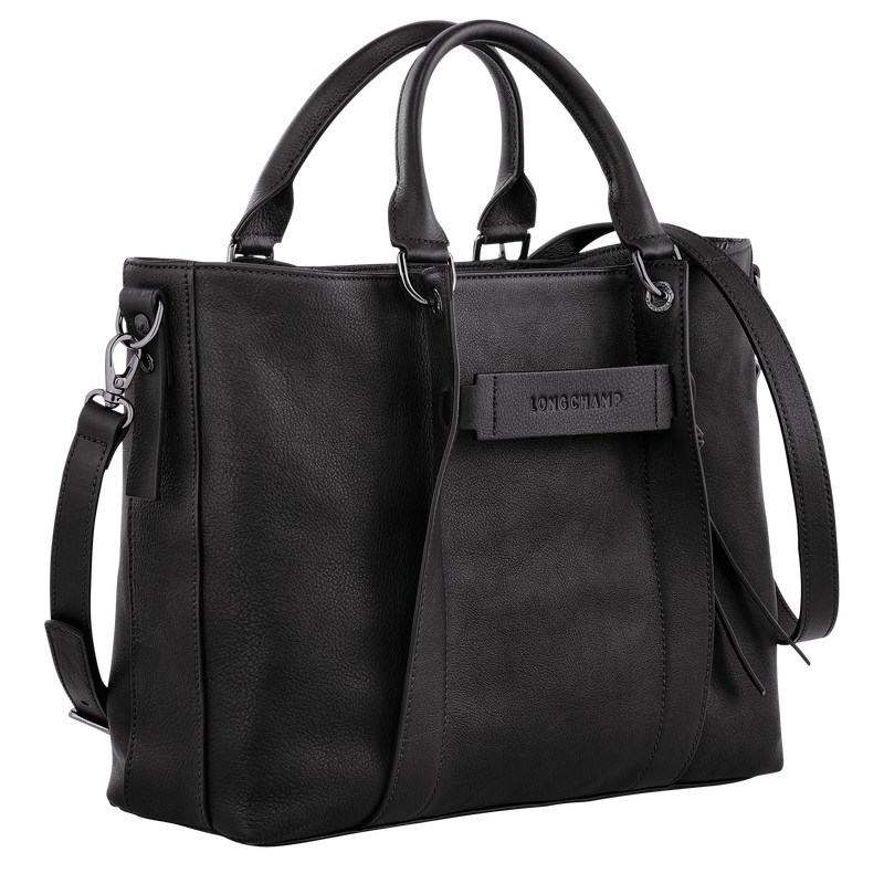 Black Longchamp 3D L - Leather Women Handbags | 956314TDO