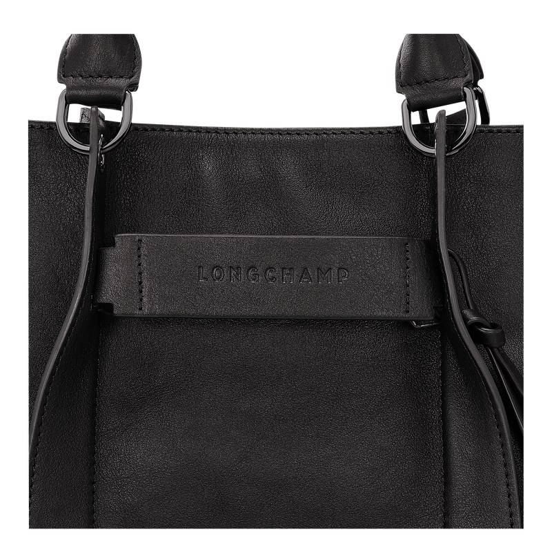 Black Longchamp 3D L - Leather Women Handbags | 956314TDO