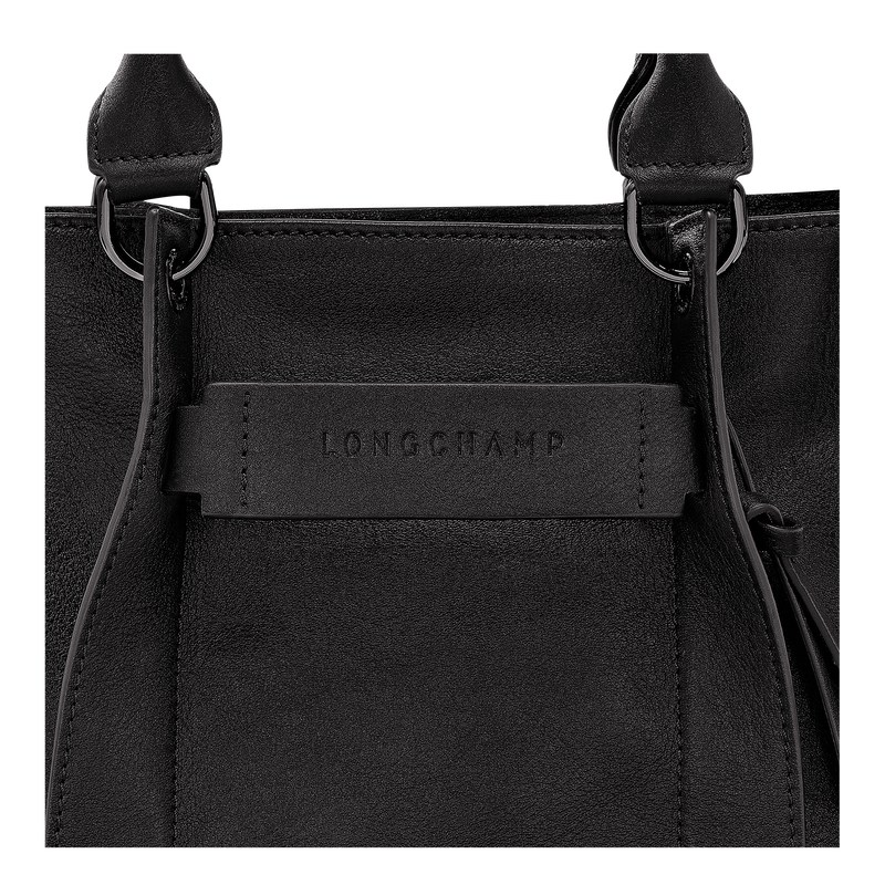 Black Longchamp 3D S - Leather Women Handbags | 241360ZYM