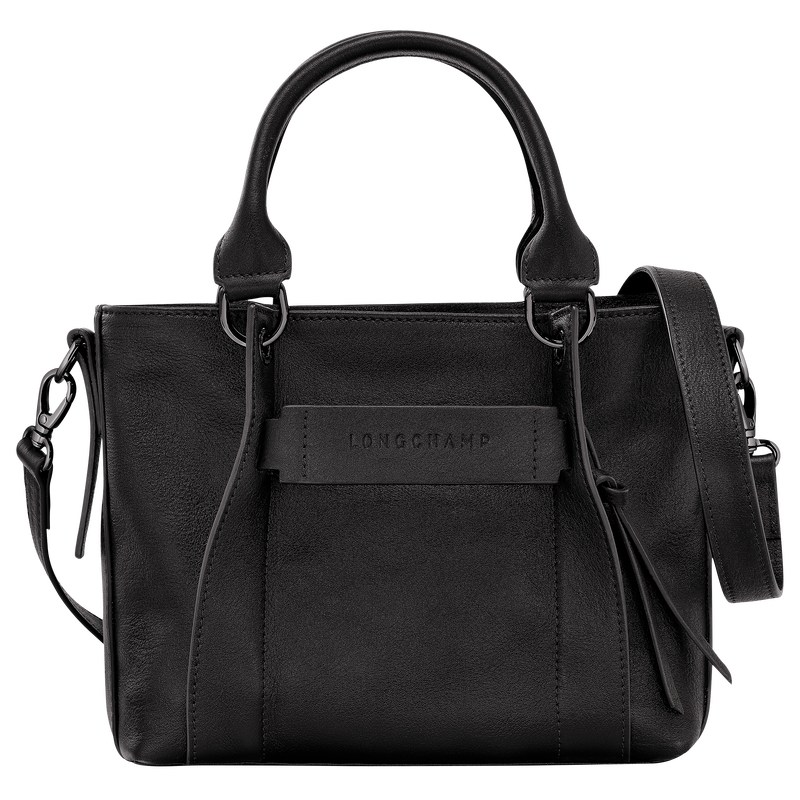 Black Longchamp 3D S - Leather Women Handbags | 241360ZYM