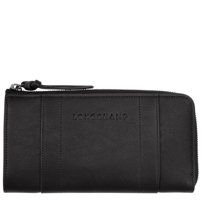 Black Longchamp 3D Zip around - Leather Women Wallets | 295843JFZ