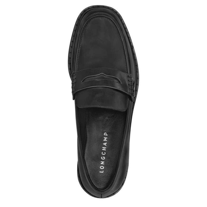 Black Longchamp Au Sultan Loafer - Leather Women Loafers | 513876MPD