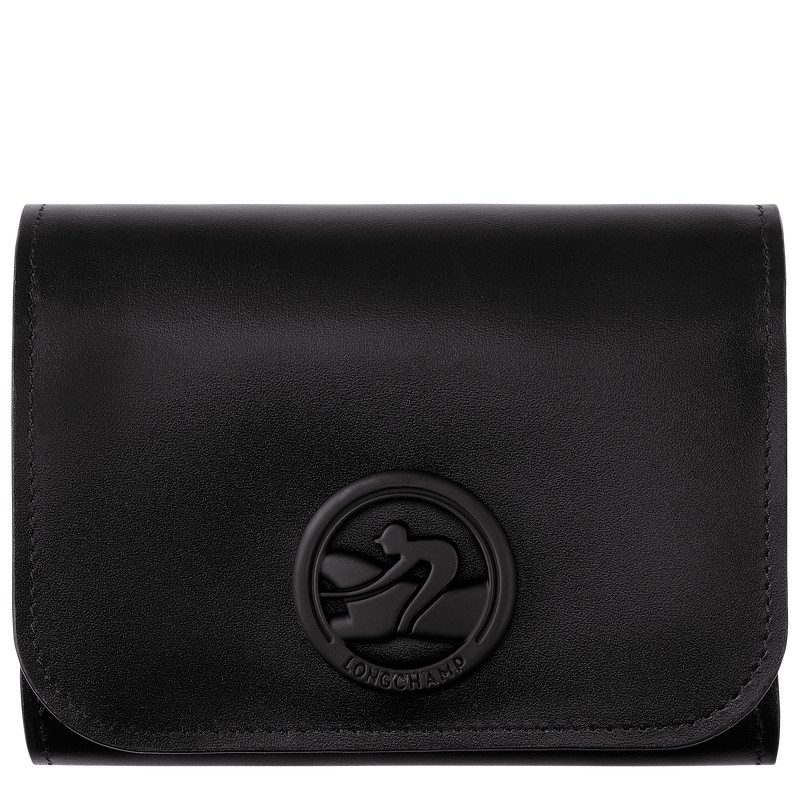 Black Longchamp Box-Trot - Leather Women Wallets | 374962PQH