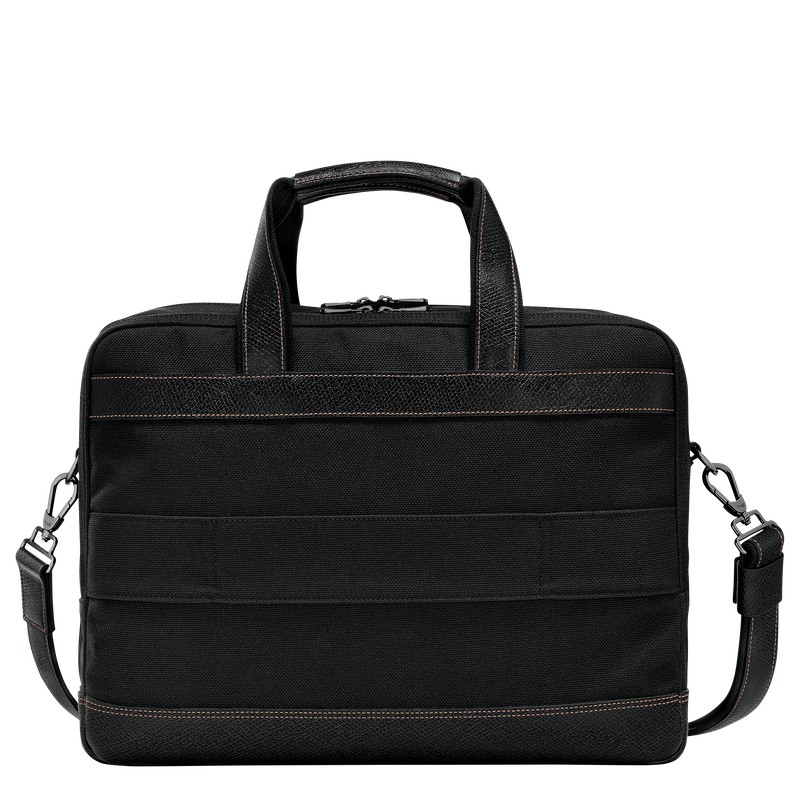 Black Longchamp Boxford L - Recycled canvas Men Briefcase | 569480WXN