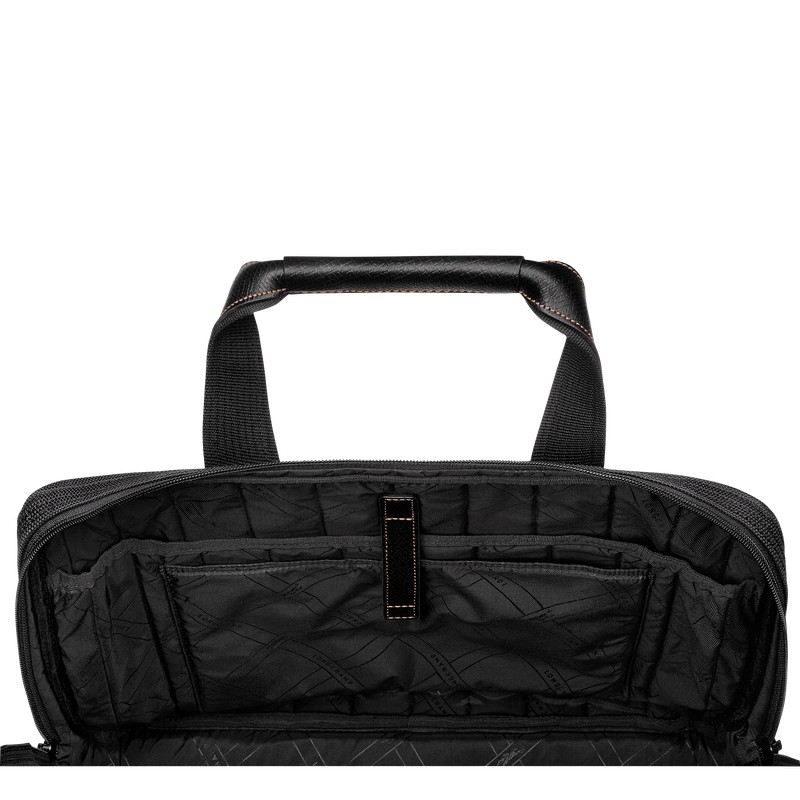 Black Longchamp Boxford L - Recycled canvas Men Briefcase | 569480WXN