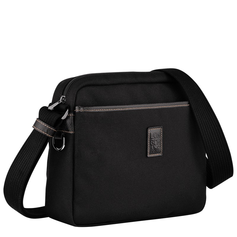 Black Longchamp Boxford M Camera bag - Recycled canvas Men Crossbody bags | 579460CXO