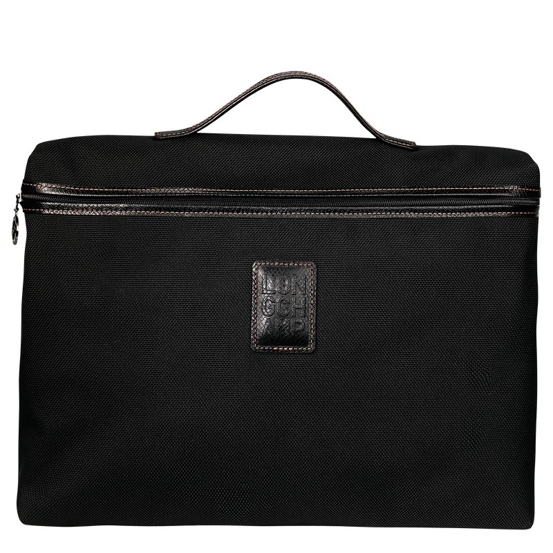 Black Longchamp Boxford S - Recycled canvas Men Briefcase | 204819EBH