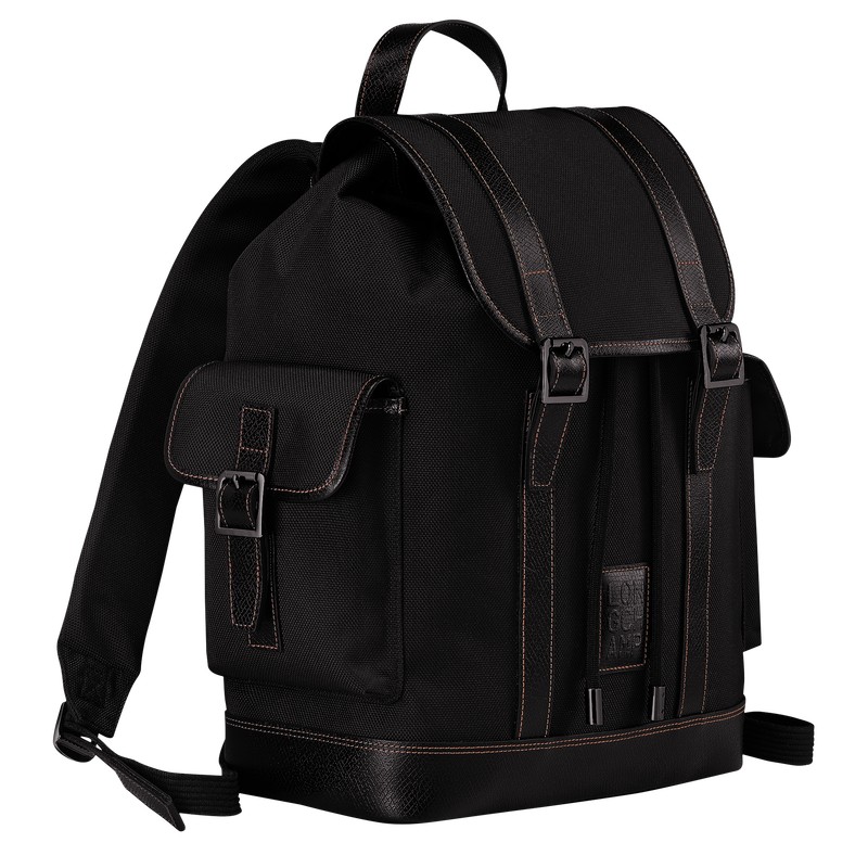 Black Longchamp Boxford - Recycled canvas Men Backpacks | 510798ZDV